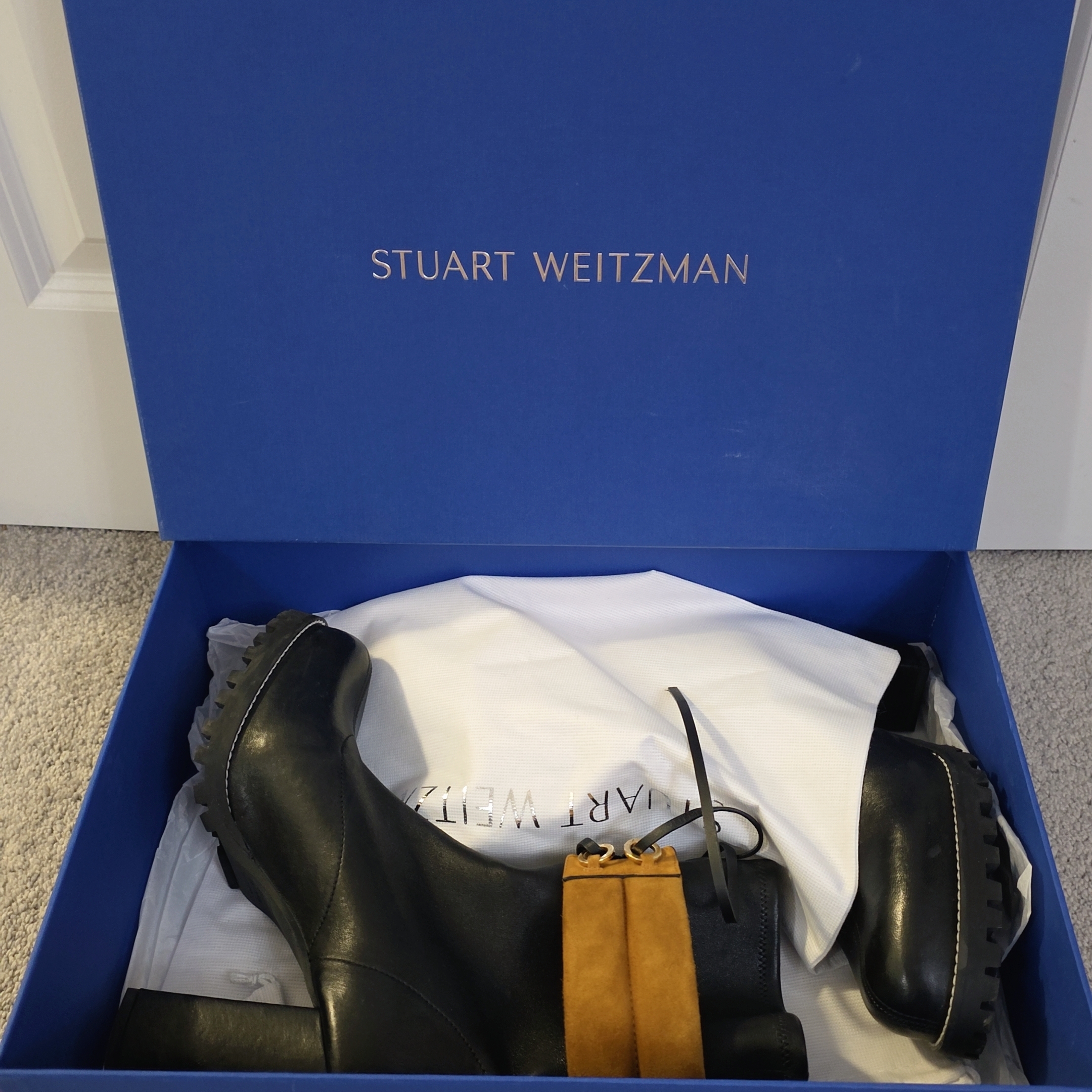 Stuart Weitzman Black And Tan Men's Boots